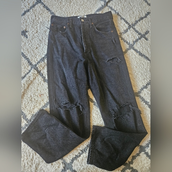 AGOLDE high-rise straight leg button fly distressed denim size 24 - Picture 1 of 7